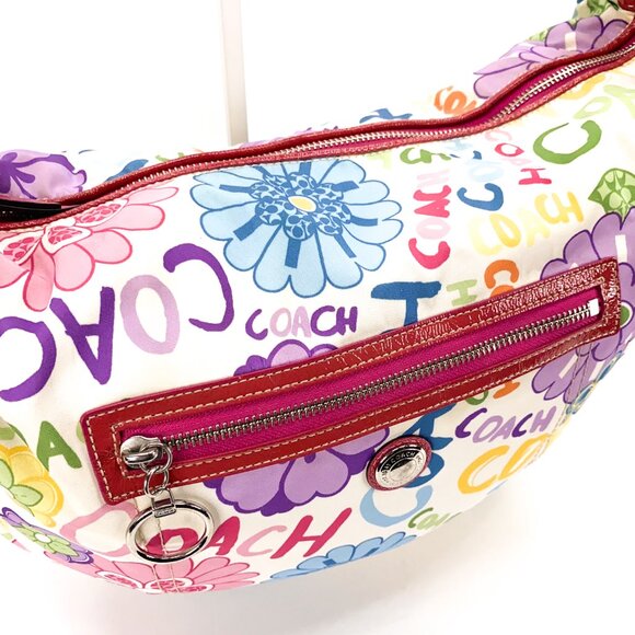 COACH Poppy Daisy Floral Graffiti Multi Color Hobo Shoulder Bag - B1082-F14883 - Picture 8 of 16